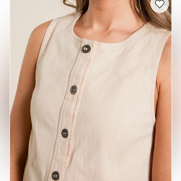 Free People Blake Sand Dollar Sleeveless Button-Down Top Size S NWT - Picture 7 of 11
